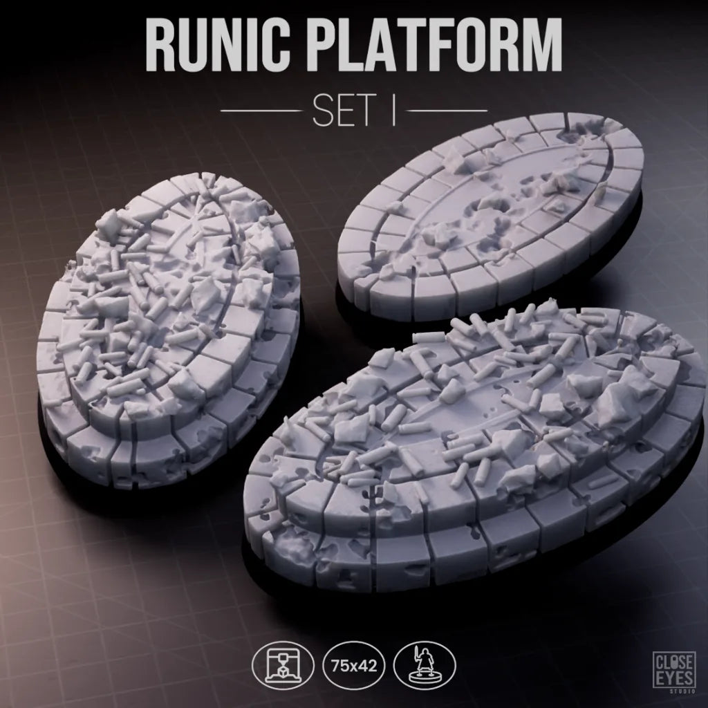 Sacred Stone Runic Platform Oval 75x42mm Set I