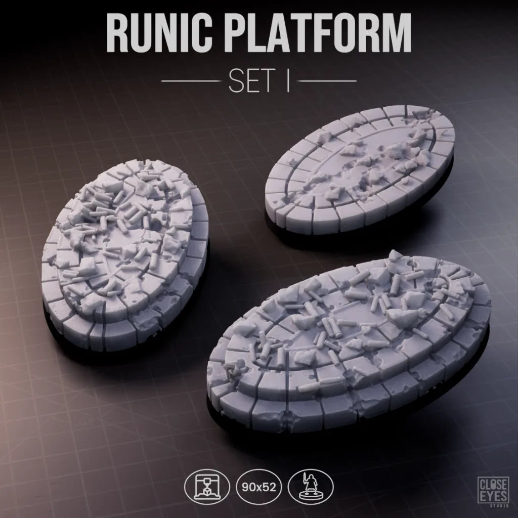 Sacred Stone Runic Platform Oval 90x52mm Set I