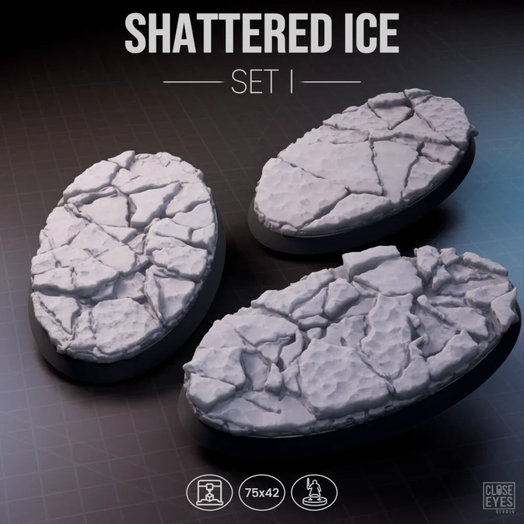 Snow And Ice Shattered Ice Oval 75x42mm Set I