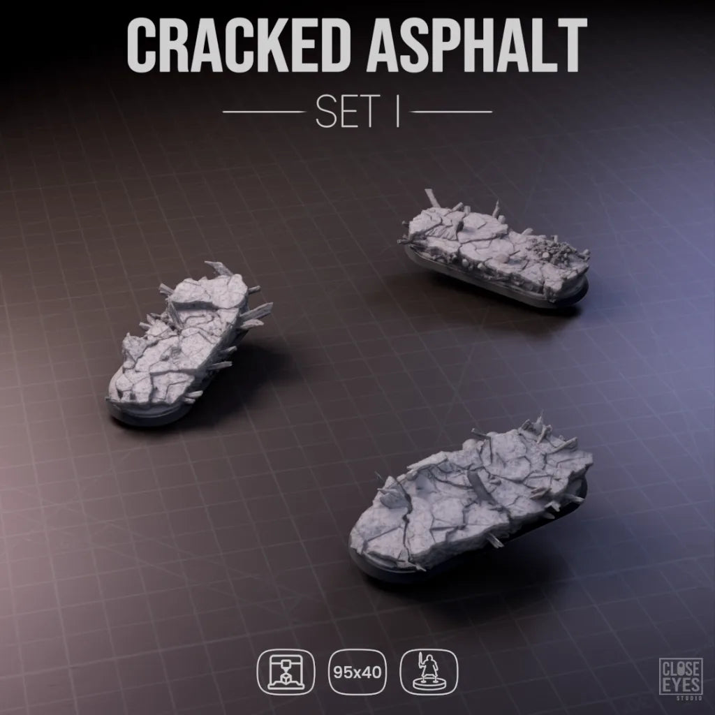 Urban Ruins Cracked Asphalt Elongated 95x40mm Set I