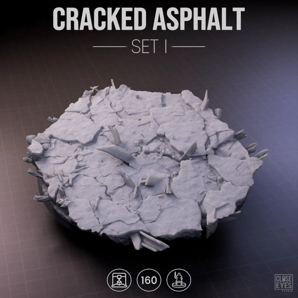 Urban Ruins Cracked Asphalt Round 160mm Set I