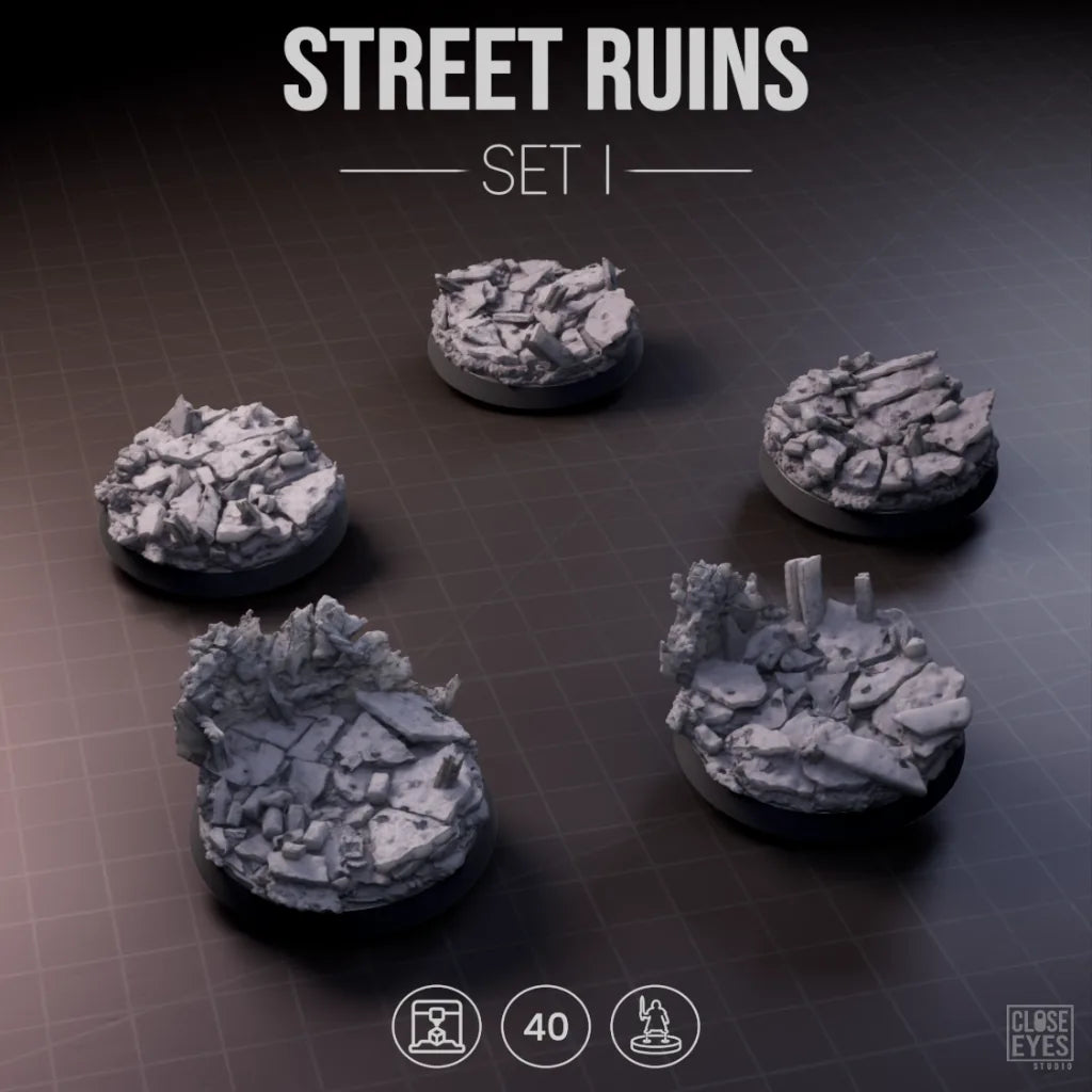 Urban Ruins Street Ruins Round 40mm Set I
