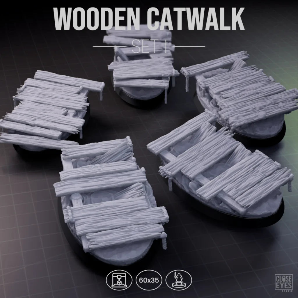 Wooden Structures Wooden Catwalk Oval 60x35mm Set I