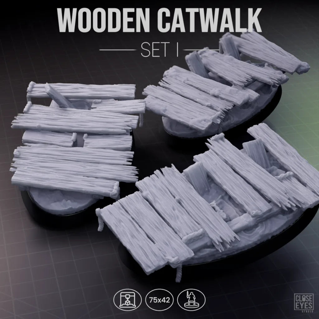 Wooden Structures Wooden Catwalk Oval 75x42mm Set I
