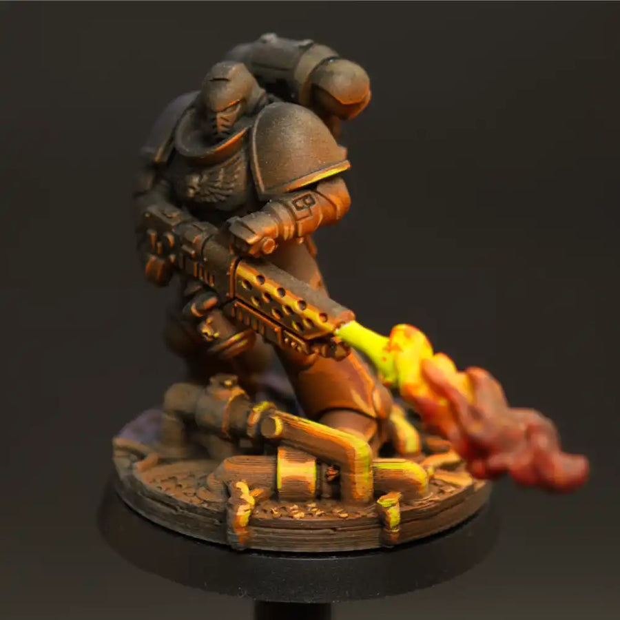 Pipes, machinery, valves, and industrial detail packed into one mechanical battlefield. The perfect steampunk base for Warhammer and sci-fi miniatures.