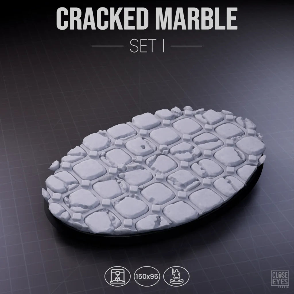 Sacred Stone Cracked Marble Oval 150x95mm Set I