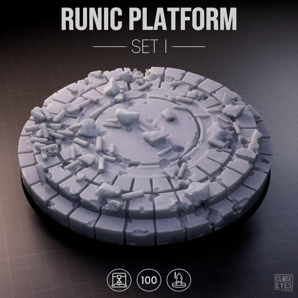 Sacred Stone Runic Platform Round 100mm Set I