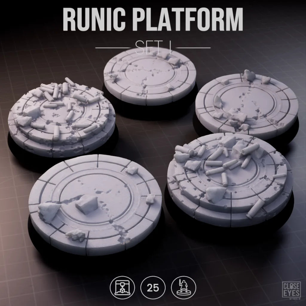 Sacred Stone Runic Platform Round 25mm Set I