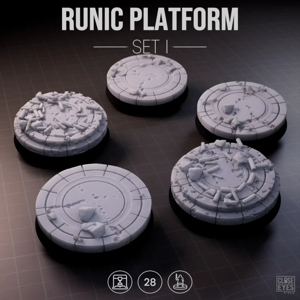 Sacred Stone Runic Platform Round 28mm Set I