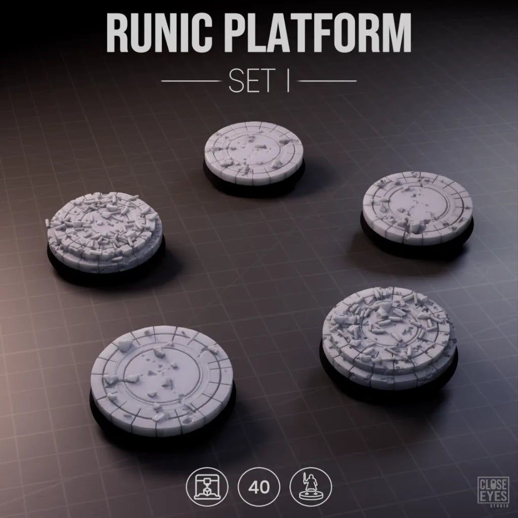 Sacred Stone Runic Platform Round 40mm Set I