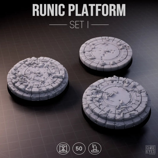 Sacred Stone Runic Platform Round 50mm Set I