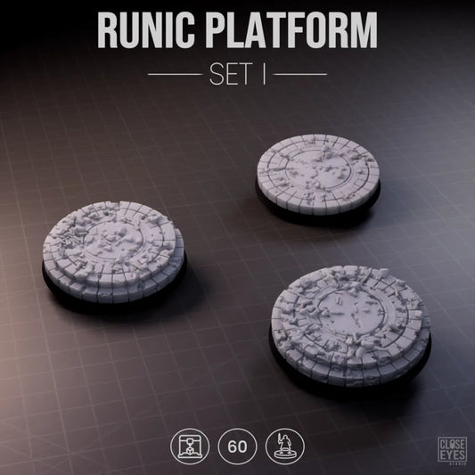 Sacred Stone Runic Platform Round 60mm Set I