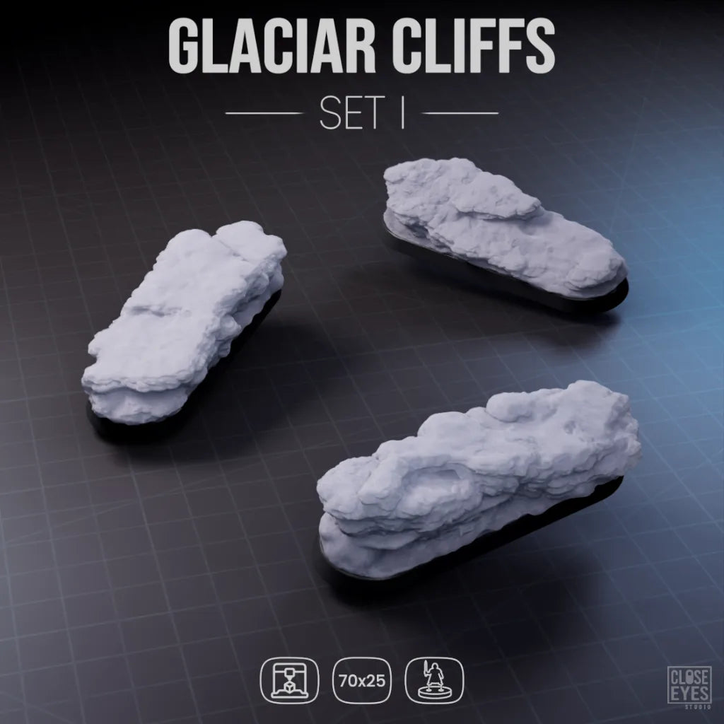 Snow And Ice Glacier Cliffs Elongated 70x25mm Set I