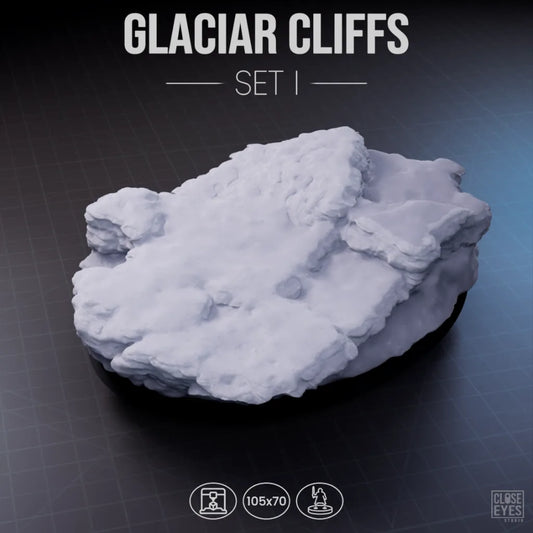 Snow And Ice Glacier Cliffs Oval 105x70mm Set I