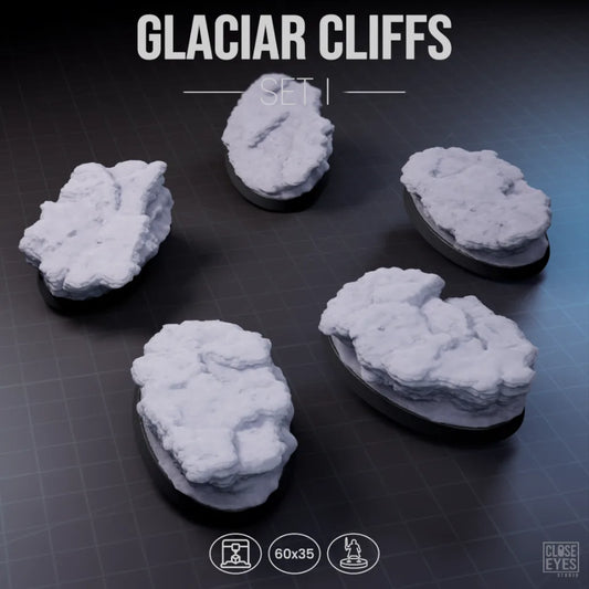 Snow And Ice Glacier Cliffs Oval 60x35mm Set I