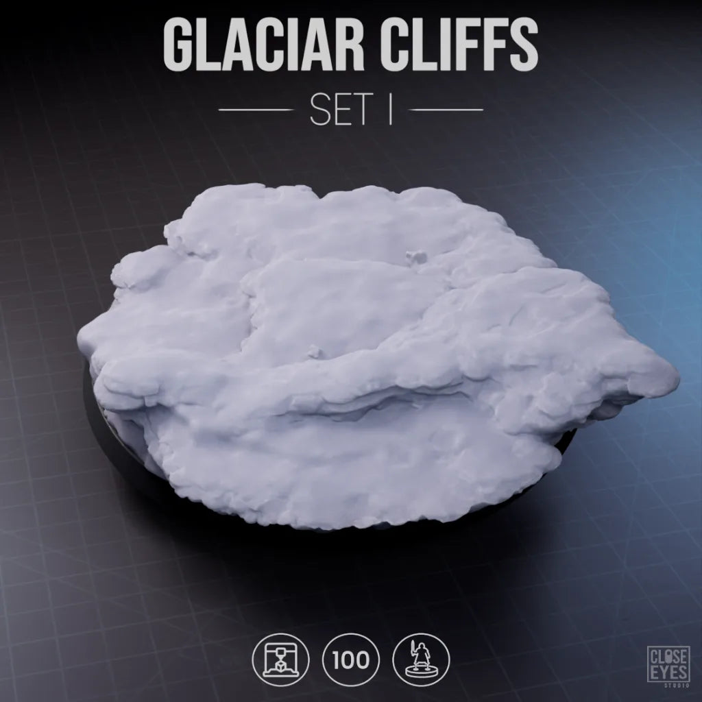 Snow And Ice Glacier Cliffs Round 100mm Set I