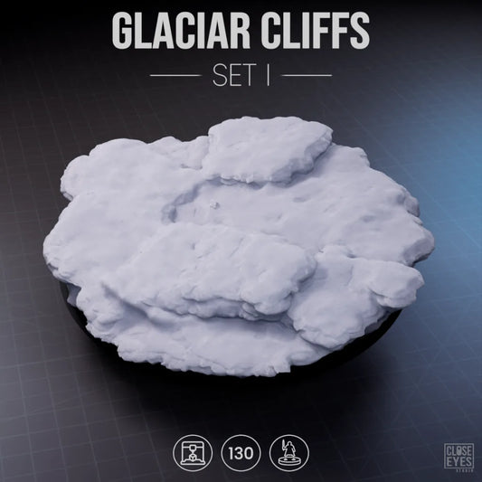 Snow And Ice Glacier Cliffs Round 130mm Set I