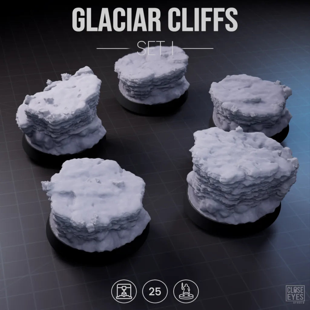 Snow And Ice Glacier Cliffs Round 25mm Set I