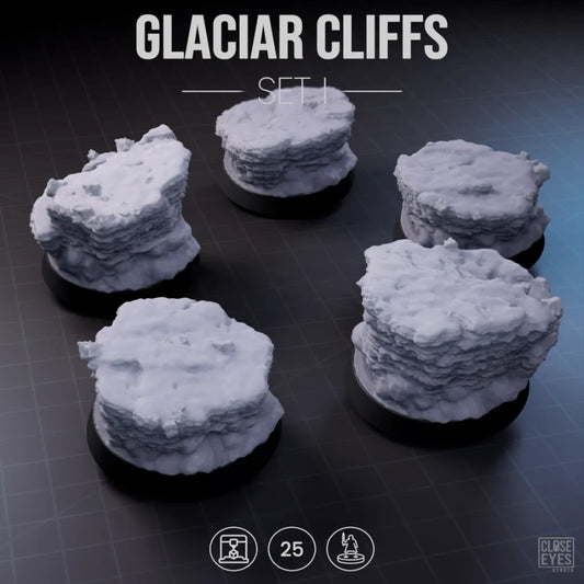 Snow And Ice Glacier Cliffs Round 25mm Set I