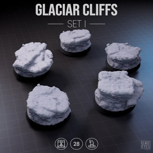Snow And Ice Glacier Cliffs Round 28mm Set I