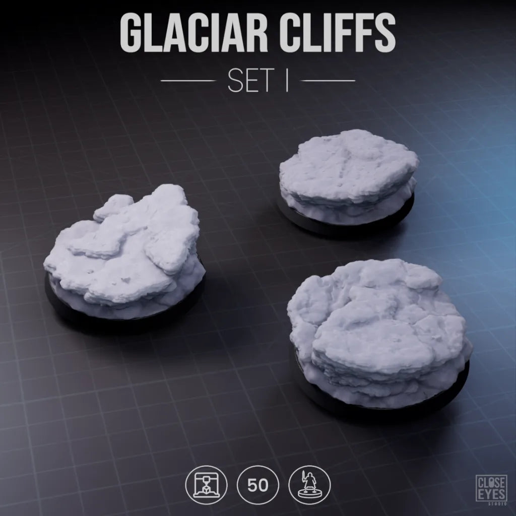 Snow And Ice Glacier Cliffs Round 50mm Set I