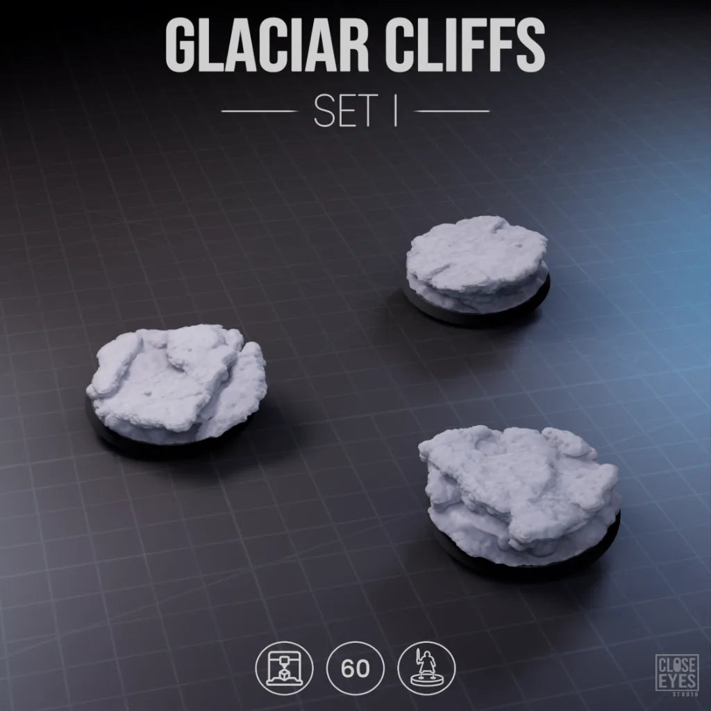 Snow And Ice Glacier Cliffs Round 60mm Set I