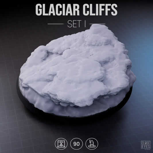 Snow And Ice Glacier Cliffs Round 90mm Set I