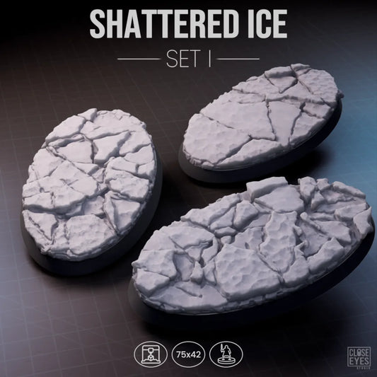 Snow And Ice Shattered Ice Oval 75x42mm Set I