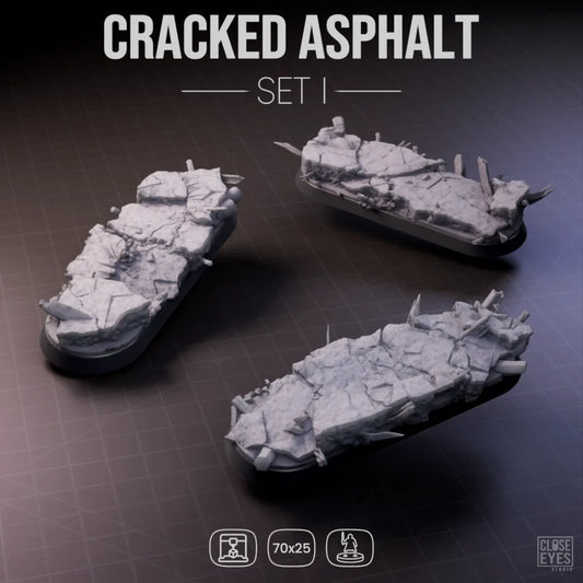 Urban Ruins Cracked Asphalt Elongated 70x25mm Set I