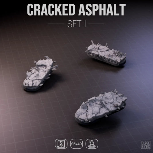 Urban Ruins Cracked Asphalt Elongated 95x40mm Set I