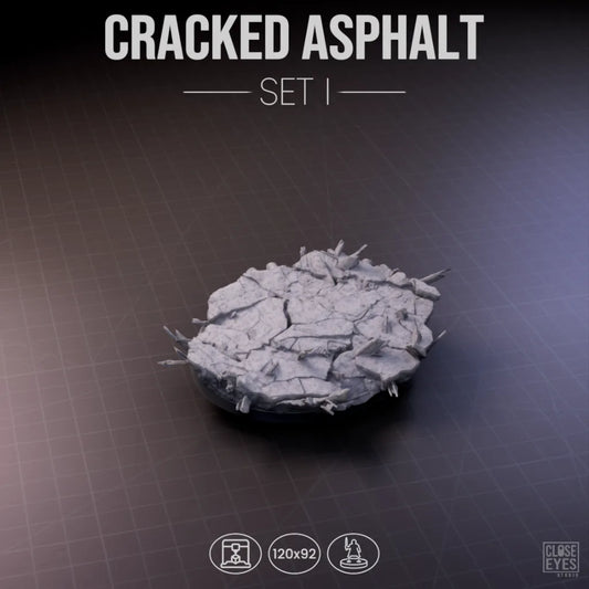 Urban Ruins Cracked Asphalt Oval 120x92mm Set I