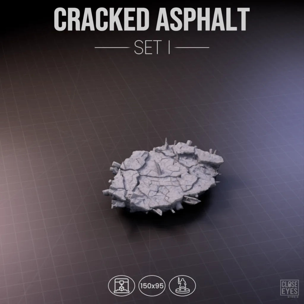Urban Ruins Cracked Asphalt Oval 150x95mm Set I