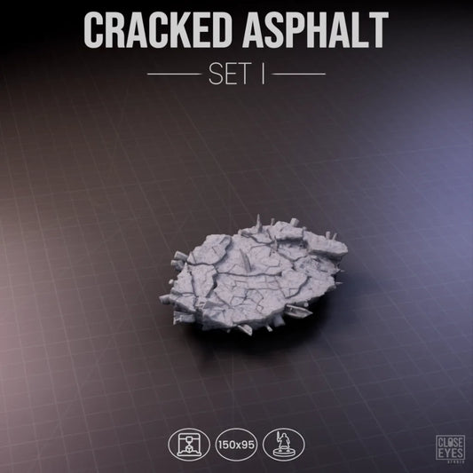 Urban Ruins Cracked Asphalt Oval 150x95mm Set I