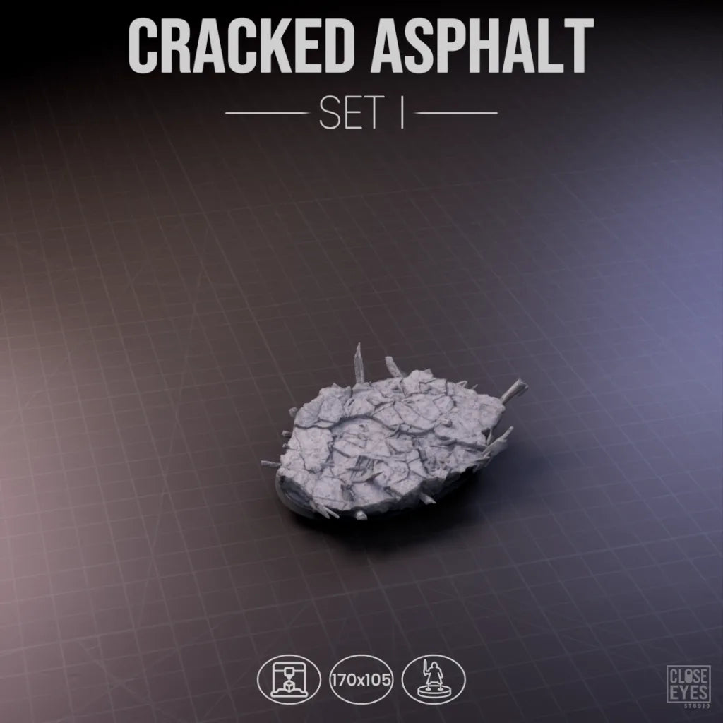 Urban Ruins Cracked Asphalt Oval 170x105mm Set I