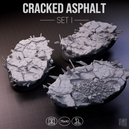 Urban Ruins Cracked Asphalt Oval 75x42mm Set I