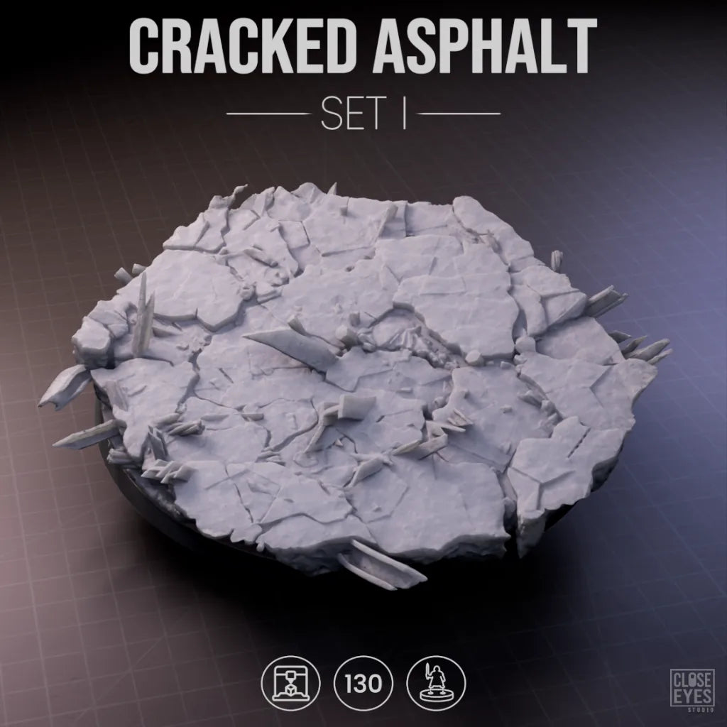 Urban Ruins Cracked Asphalt Round 130mm Set I