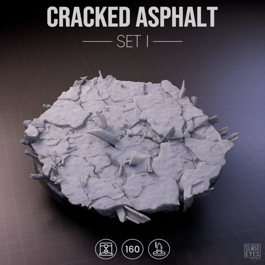 Urban Ruins Cracked Asphalt Round 160mm Set I