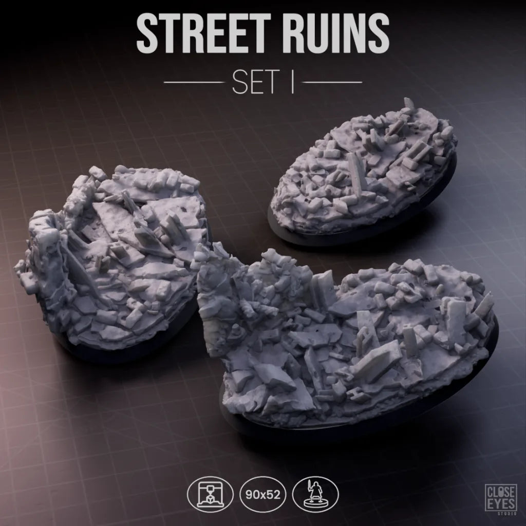 Urban Ruins Street Ruins Oval 90x52mm Set I