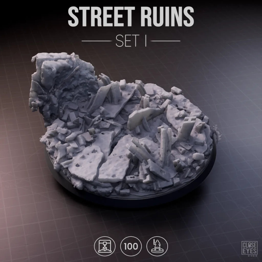 Urban Ruins Street Ruins Round 100mm Set I