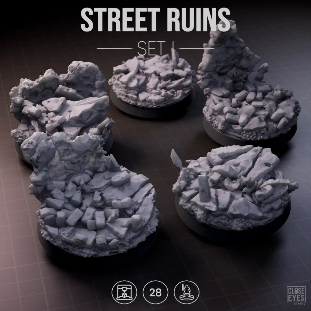 Urban Ruins Street Ruins Round 28mm Set I