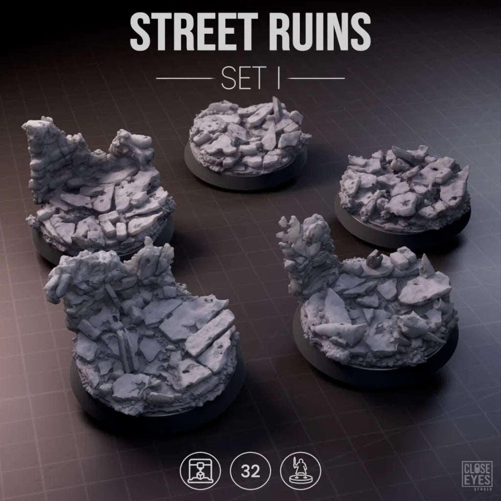 Urban Ruins Street Ruins Round 32mm Set I