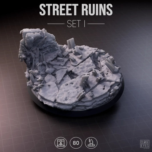 Urban Ruins Street Ruins Round 80mm Set I