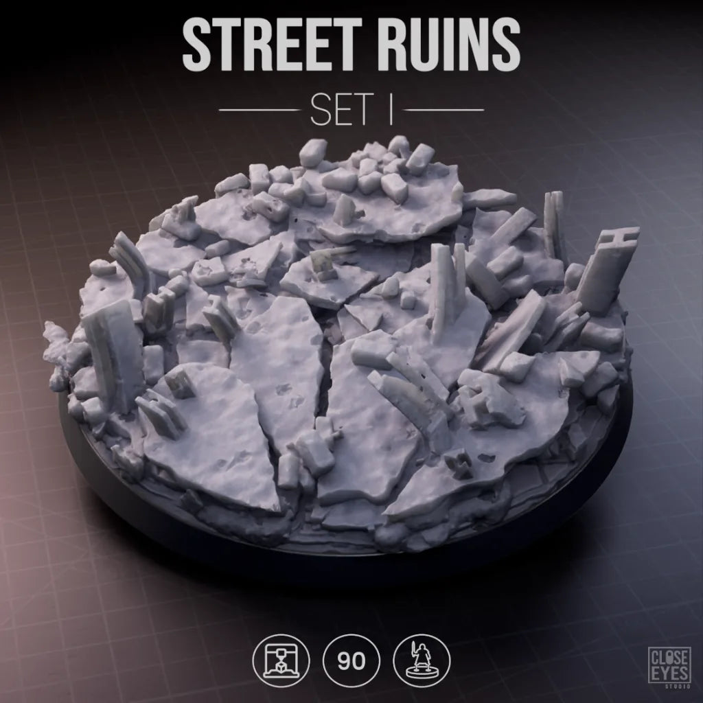 Urban Ruins Street Ruins Round 90mm Set I