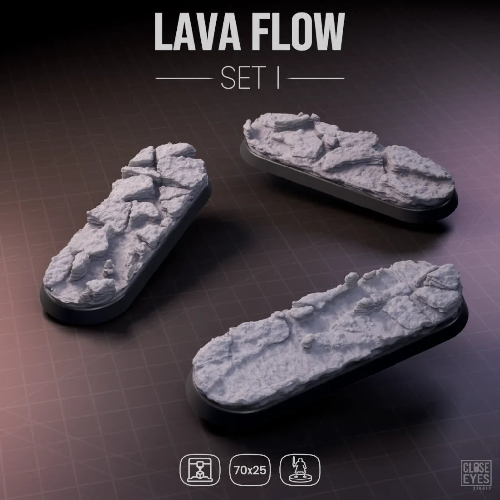 Volcanic Lava Flow Elongated 70x25mm Set I