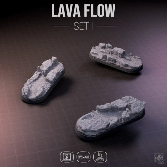 Volcanic Lava Flow Elongated 95x40mm Set I