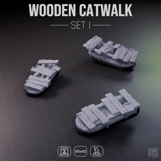Wooden Structures Wooden Catwalk Elongated 95x40mm Set I